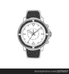 Modern wrist watches. Digital hand watch doodle icon. Illustration in sketch style. Vector image
