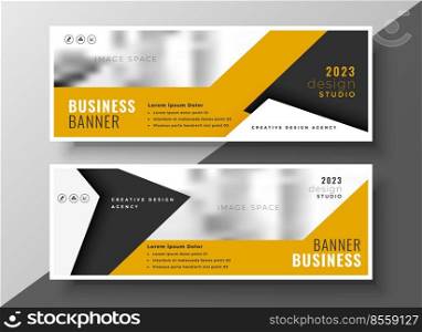 modern yellow business presentation banner design set