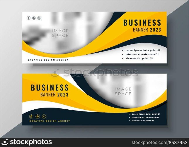 modern yellow wavy business banner design