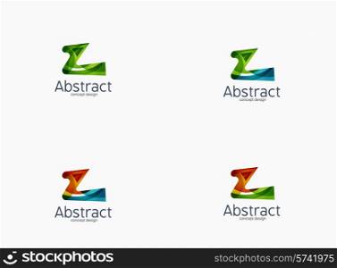 Modern Z letter company logo, clean glossy design. Abstract shape made of color overlapping wave pieces