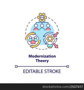 Modernization theory concept icon. Social progress and development abstract idea thin line illustration. Isolated outline drawing. Editable stroke. Arial, Myriad Pro-Bold fonts used. Modernization theory concept icon