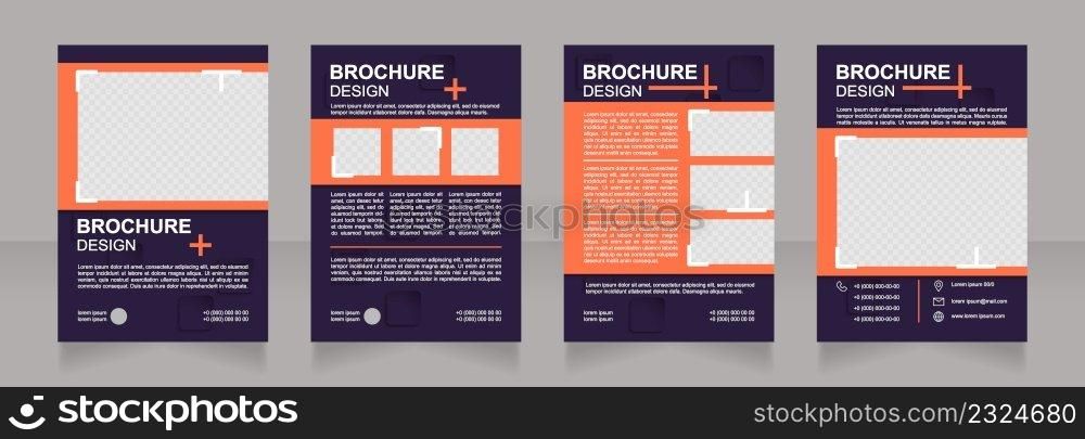 Modifying existing product for new market blank brochure design. Template set with copy space for text. Premade corporate reports collection. Editable 4 paper pages. Arial Bold, Regular fonts used. Modifying existing product for new market blank brochure design