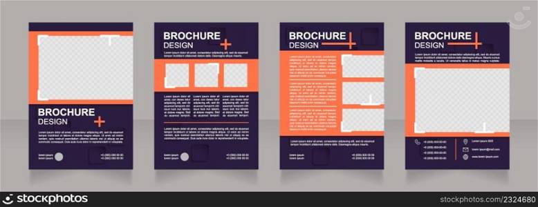 Modifying existing product for new market blank brochure design. Template set with copy space for text. Premade corporate reports collection. Editable 4 paper pages. Arial Bold, Regular fonts used. Modifying existing product for new market blank brochure design