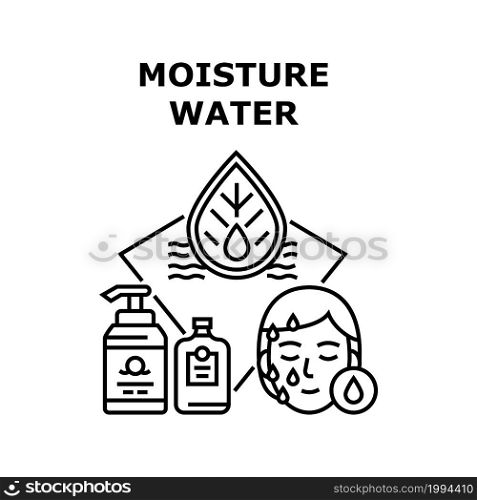 Moisture Water Vector Icon Concept. Cosmetician Moisture Water Packaging For Treatment And Applying For Healthcare Facial And Body Skin. Skincare Moisturizing Cosmetic Black Illustration. Moisture Water Vector Concept Black Illustration