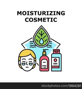 Moisturizing Cosmetic Vector Icon Concept. Cream And Lotion Moisturizing Cosmetic Prepared From Natural Eco Clean Ingredient. Skin Care Moisture Bio Organic Cosmetology Color Illustration. Moisturizing Cosmetic Concept Color Illustration