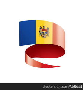 Moldova national flag, vector illustration on a white background. Moldova flag, vector illustration on a white background