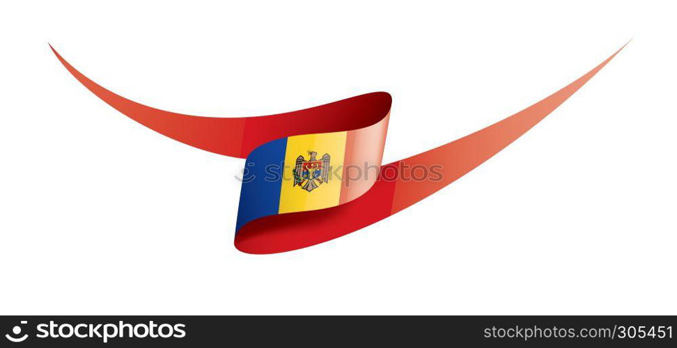 Moldova national flag, vector illustration on a white background. Moldova flag, vector illustration on a white background