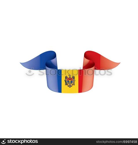 Moldova national flag, vector illustration on a white background. Moldova flag, vector illustration on a white background