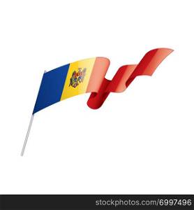Moldova national flag, vector illustration on a white background. Moldova flag, vector illustration on a white background