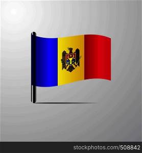 Moldova waving Shiny Flag design vector