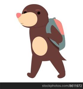 Mole go to school icon cartoon vector. Happy animal. Dig animal. Mole go to school icon cartoon vector. Happy animal