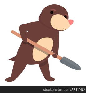 Mole shovel work icon cartoon vector. Cute animal. Happy character. Mole shovel work icon cartoon vector. Cute animal