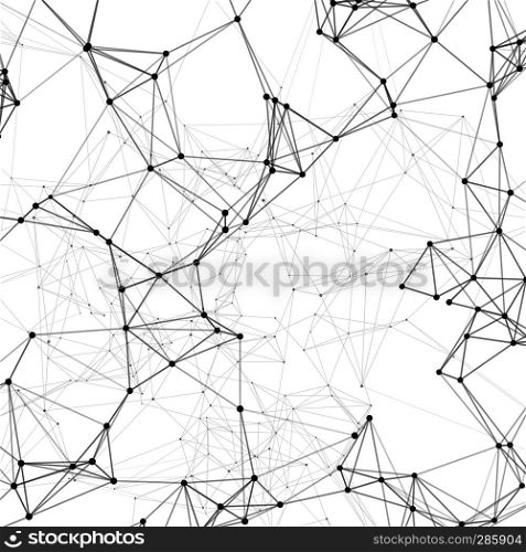 Molecular and atom structure with plexus 3d polygons. Creative vector drawing. Molecular atom technology line and dots illustration. Molecular and atom structure with plexus 3d polygons. Creative vector drawing