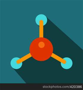 Molecule flat icon on a blue background. Molecule flat icon