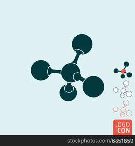 Molecule icon. Atom or ion symbol. Vector illustration. Molecule icon isolated