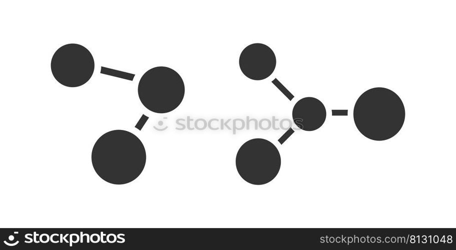 Molecule icon. Atom structure illustration symbol. Sign chemistry vector.
