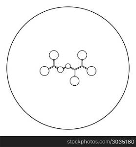 Molecule icon black color in circle outline vector illustration
