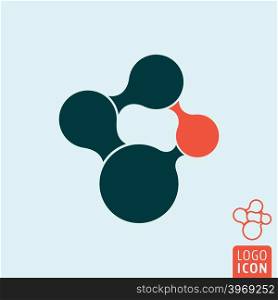 Molecule icon. Molecular structure minimal design. Vector illustration. Molecule icon isolated