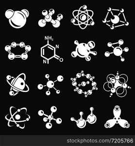 Molecule icons set vector white isolated on grey background . Molecule icons set grey vector