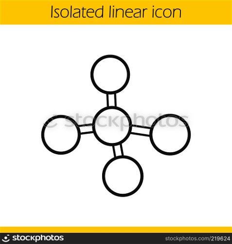 Molecule linear icon. Thin line illustration. Molecular structure model contour symbol. Vector isolated outline drawing. Molecule linear icon