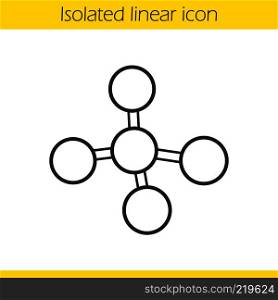 Molecule linear icon. Thin line illustration. Molecular structure model contour symbol. Vector isolated outline drawing. Molecule linear icon