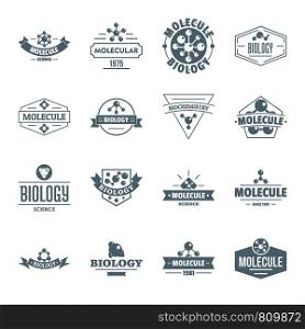 Molecule logo icons set. Simple illustration of 16 molecule logo vector icons for web. Molecule logo icons set, simple style