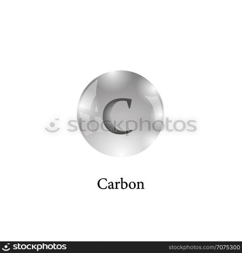 Molecule of Carbon. Chemical Element of the Periodic Table.. Molecule of Carbon Isolated on White Background. Chemical Element of the Periodic Table.