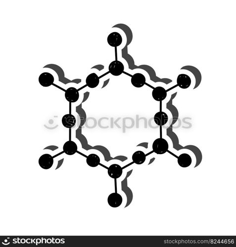 Molecule sticker with shadow on education theme. Back to school. Vector illustration.