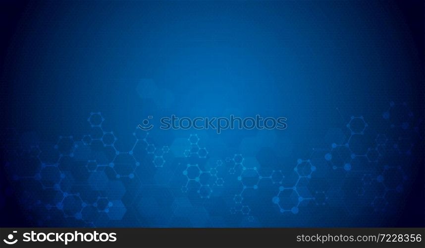 Molecule structure abstract background. Medical, research, chemistry, biotechnology, science and technology concepts, vector illustration.