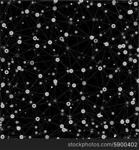 Molecule structure, black background for communication, science vector illustration.