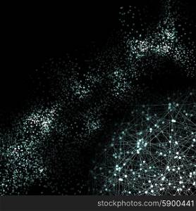 Molecule structure, black background for communication, science vector illustration.