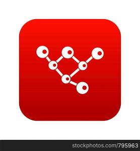 Molecule structure icon digital red for any design isolated on white vector illustration. Molecule structure icon digital red