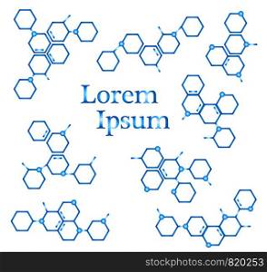 Molecule structure logo or biology model sign vector. Set of logo with structure molecule, illustration of logotype molecule for laboratory