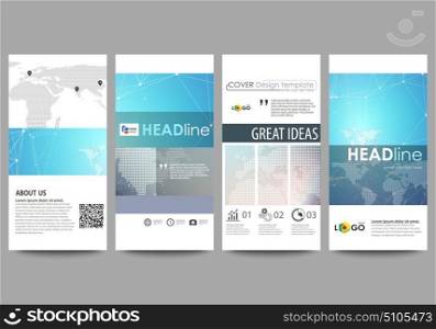 Molecule structure. Science, technology concept. Polygonal design. The minimalistic abstract vector illustration of editable layout of four modern vertical banners, flyers design business templates.. The minimalistic abstract vector illustration of the editable layout of four modern vertical banners, flyers design business templates. Molecule structure. Science, technology concept. Polygonal design.