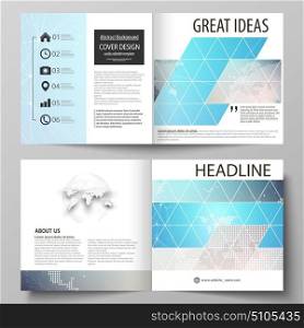 Molecule structure. Science, technology concept. Polygonal design. The vector illustration of the editable layout of two covers templates for square design bi fold brochure, magazine, flyer, booklet.. The vector illustration of the editable layout of two covers templates for square design bi fold brochure, magazine, flyer, booklet. Molecule structure. Science, technology concept. Polygonal design