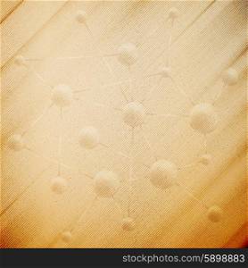 Molecule structure, wooden design background, vector illustration.