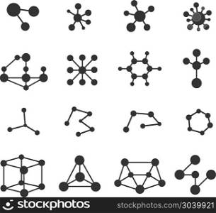 Molecules icons vector set. Molecules icons vector set. Atom research and chemical structure illustration