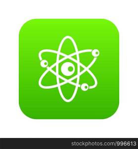 Molecules of atom icon digital green for any design isolated on white vector illustration. Molecules of atom icon digital green