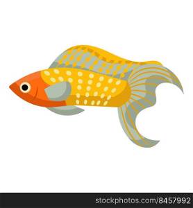 Mollies fish aquarium water animal nature and vector underwater aquatic art. Tropical illustration fish with tail and fin. Beautiful decorative multicolored pet drawing and ichthyology coral reef