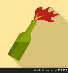 Molotov cocktail icon. Flat illustration of molotov cocktail vector icon for web design. Molotov cocktail icon, flat style