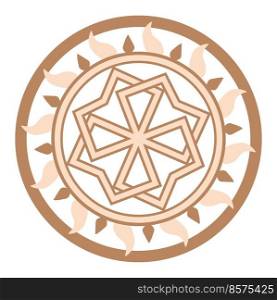 Molvinets, a Slavic symbol decorated with Scandinavian weaving ornaments. Beige trendy, design with sun. Molvinets, a Slavic symbol decorated with Scandinavian weaving ornaments. Beige trendy, design with runes