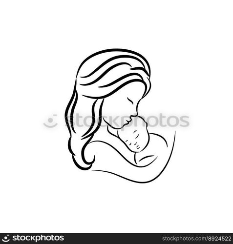 Mom and bababy care logo design concept vector image