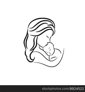 Mom and bababy care logo design concept vector image