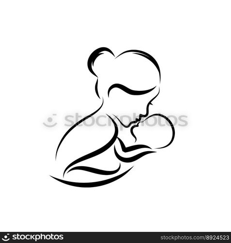 Mom and bababy care logo design concept vector image