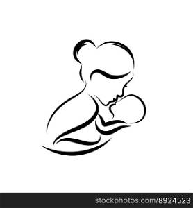 Mom and bababy care logo design concept vector image