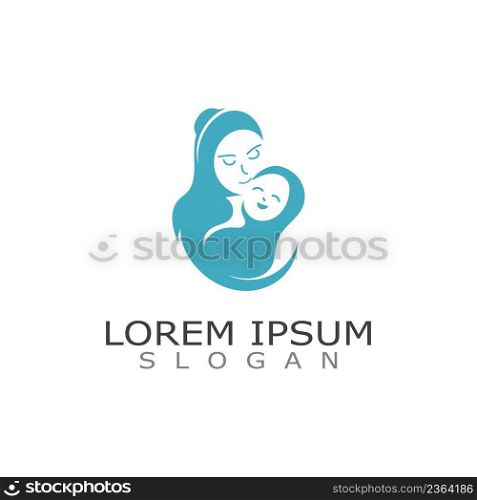 Mom and baby care logo design concept inspiration template