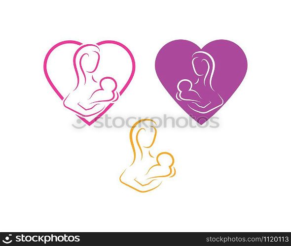 mom and baby vector illustrration design template