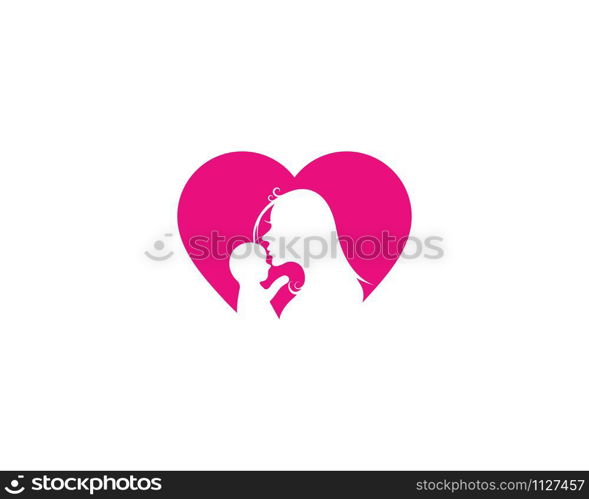 mom and baby vector illustrration design template