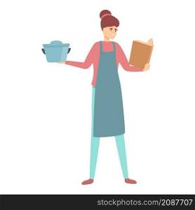Mom cooking icon cartoon vector. Mother kitchen. Housewife cook. Mom cooking icon cartoon vector. Mother kitchen
