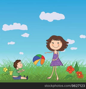 Mom playing with son Royalty Free Vector Image